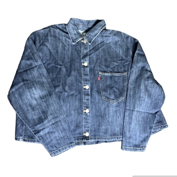 Levis Rare Cropped Denim Bottom Flare Jacket Size S - Picture 5 of 16